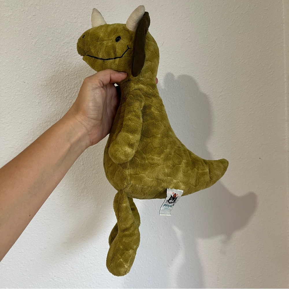 Jellycat Trevor Green Triceratops Dinosaur Stuffed Animal Bean Bag Plush Toy 12" - Picture 6 of 6